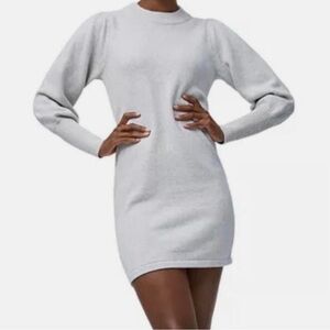 French Connection Sweater Dress Mini Winter White Balloon Sleeve - SIZE M